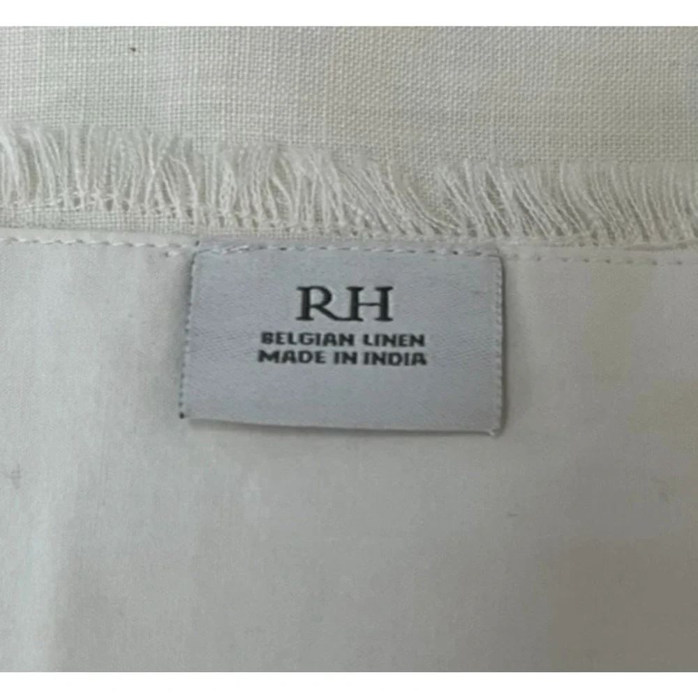 Restoration Hardware White Linen Placemat Set (4) Hemstitch Border Frayed Edges